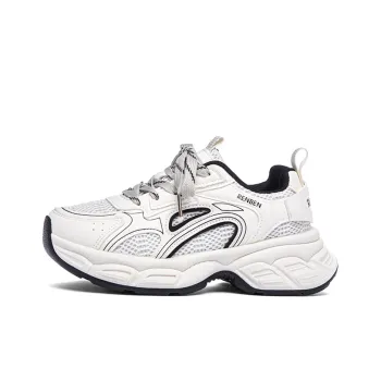 RENBEN Abrasion Resistant Breathable Height Increasing Low Top Casual Shoes Women's White Black