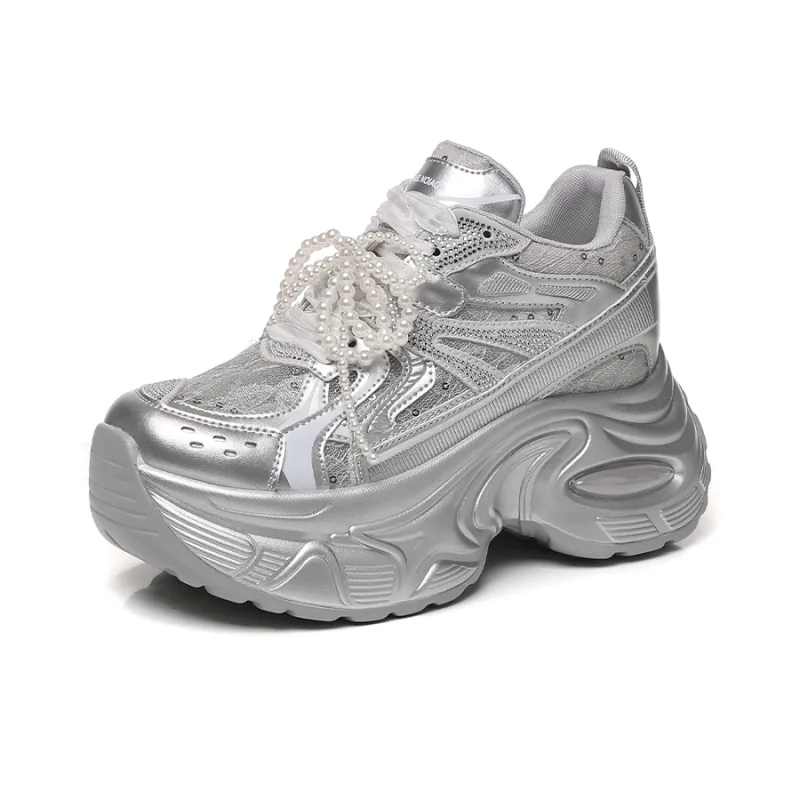 NRDROFFICIAL Cushioning Abrasion Resistant Lightweight Slip Resistant Low Top Chunky Sneakers Women's-6