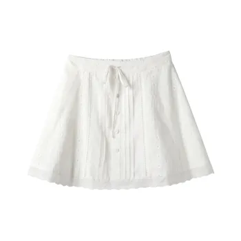 Miss Chipmunk Casual Short Skirts Women's Embroidered White