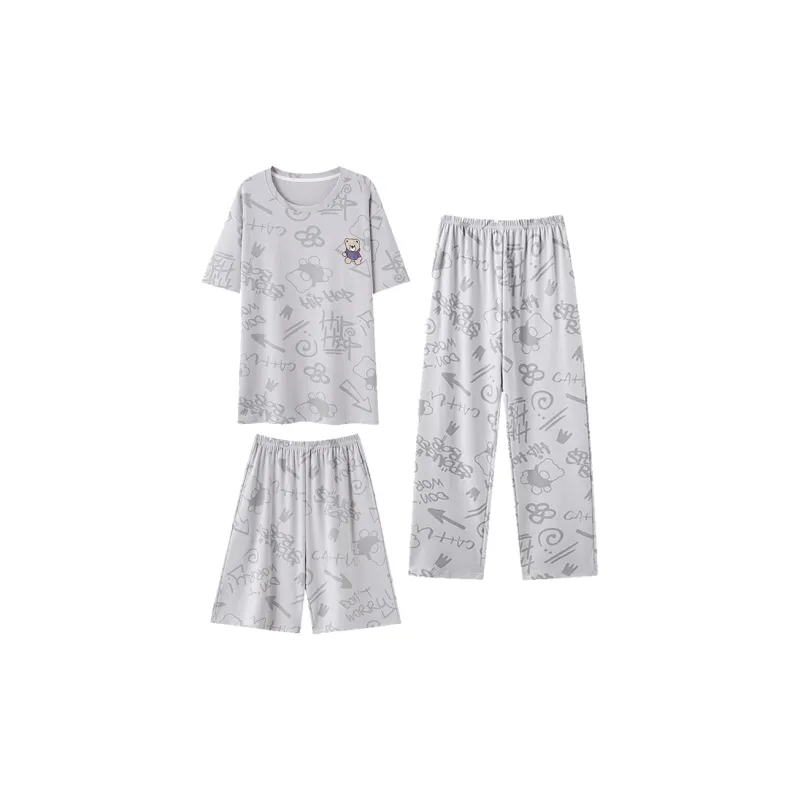 Floating Light Islands Pajama Set Men's Light Gray-0