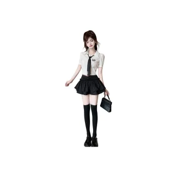 DGMZ Uniforms Women's White Blouse With Black Skirt Clothing Set