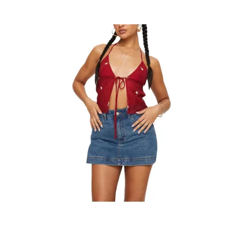 PRINCESS POLLY GAZELLE DENIM SKORT Denim Shorts Women's MID WASH/Medium Water Wash