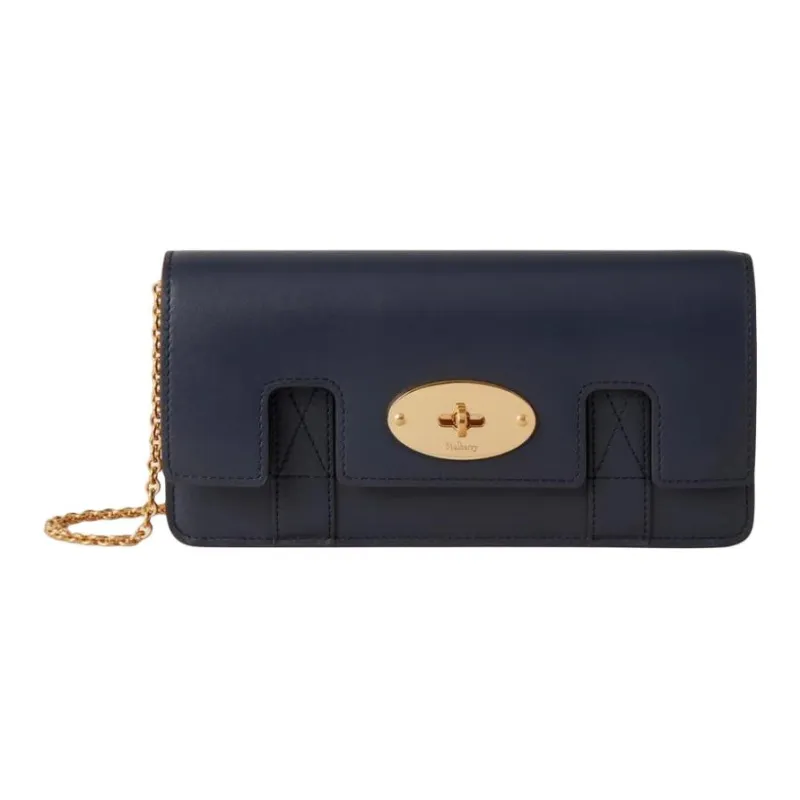 Mulberry Glossy Leather Clutch Bag Over The Shoulder Women's Night Sky-0
