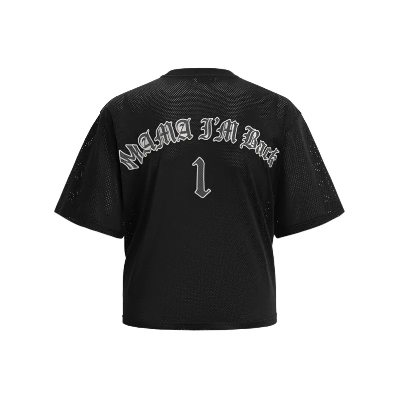MOONWAV American Knitted Fabric Mesh Short Sleeved T Shirts Jersey Unisex-8