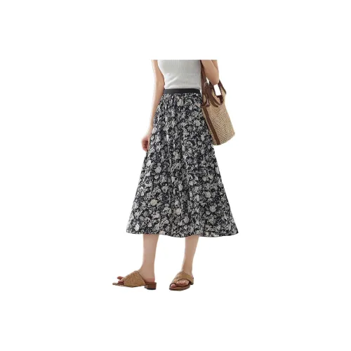 【dme】 Casual Long Skirt Women's Carbon Black