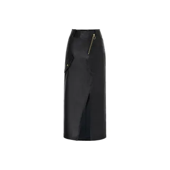 REINEREN Casual Long Skirts Women's Black