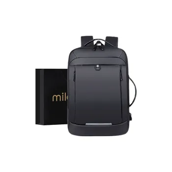 MILOOKY Water Repellent Fabric Backpack Unisex Black