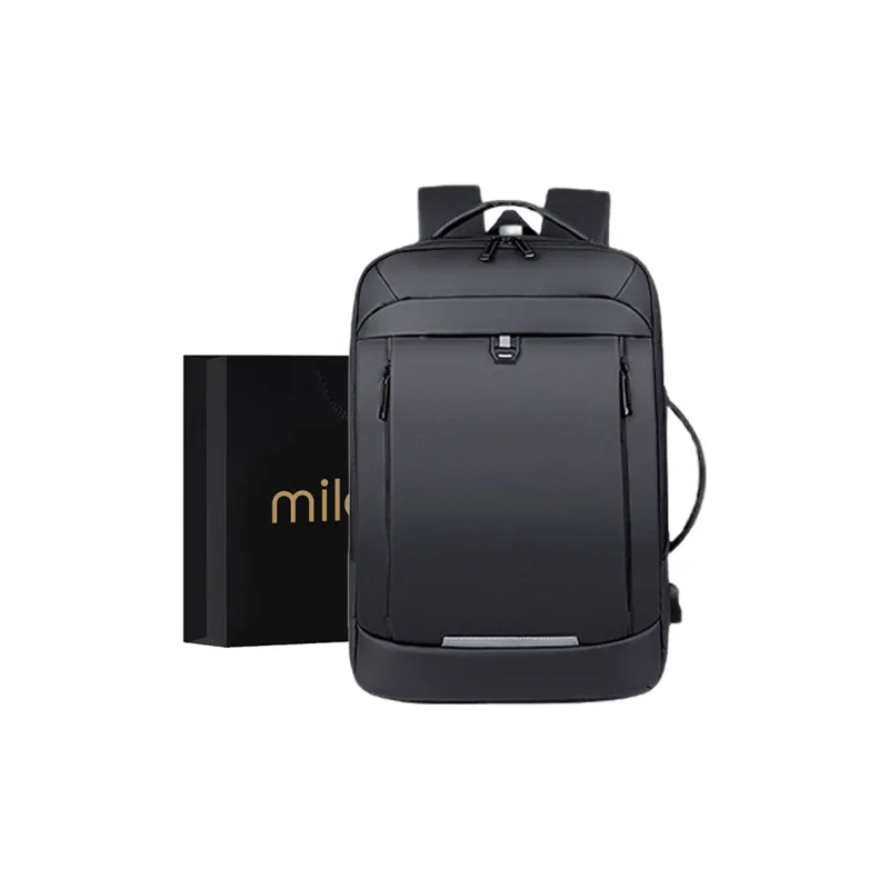 MILOOKY Water Repellent Fabric Backpack Unisex Black-0