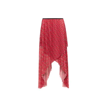 Burberry Pleated Midi Skirt 'Silver/Red'