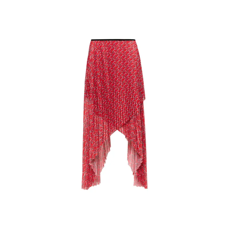 Burberry Pleated Midi Skirt 'Silver/Red'-0