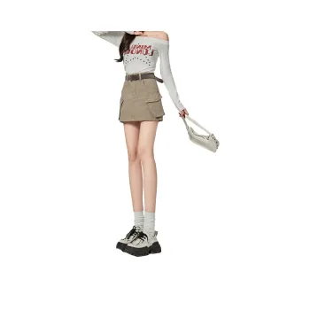 Enhanced Cargo Short Skirts Women's Light Coffee