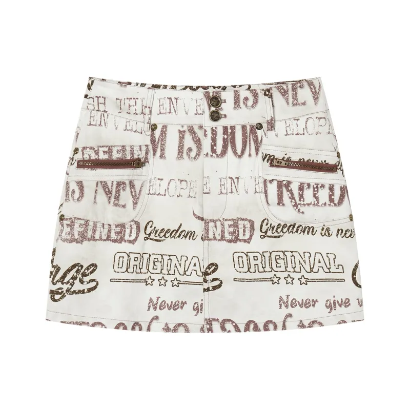 I'M ONE Denim Short Skirts Women's Vintage White-0