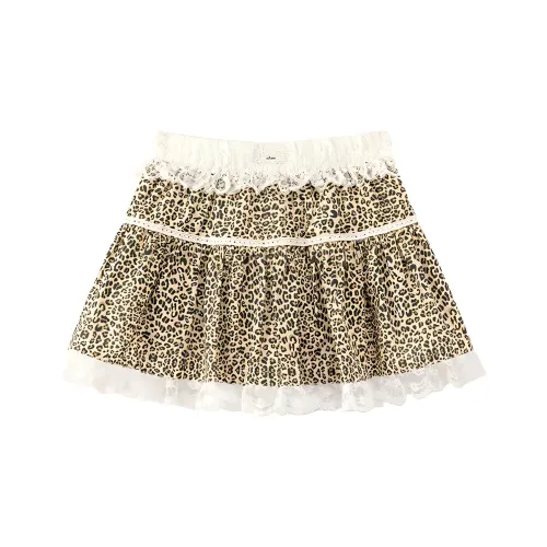 CHUU Casual Short Skirts Women's Leopard Print Coffee
