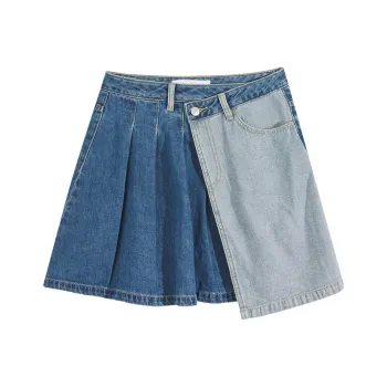 Metersbonwe Casual Short Skirts Women's Denim Medium Blue