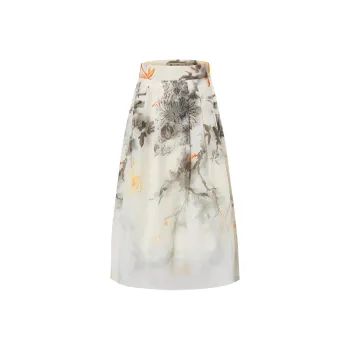 BBLLUUEE Casual Long Skirt Women's Vanilla Apricot