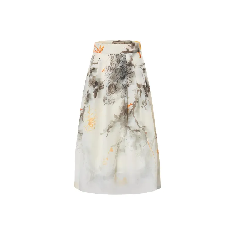 BBLLUUEE Casual Long Skirt Women's Vanilla Apricot-0
