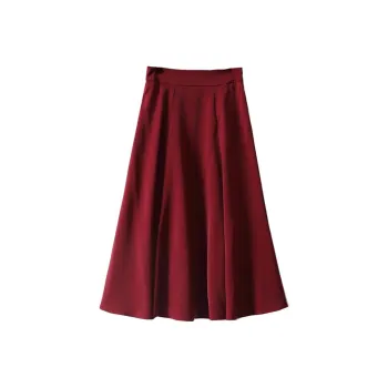 SHALLOW STREAMS Casual Long Skirt Women's Burgundy