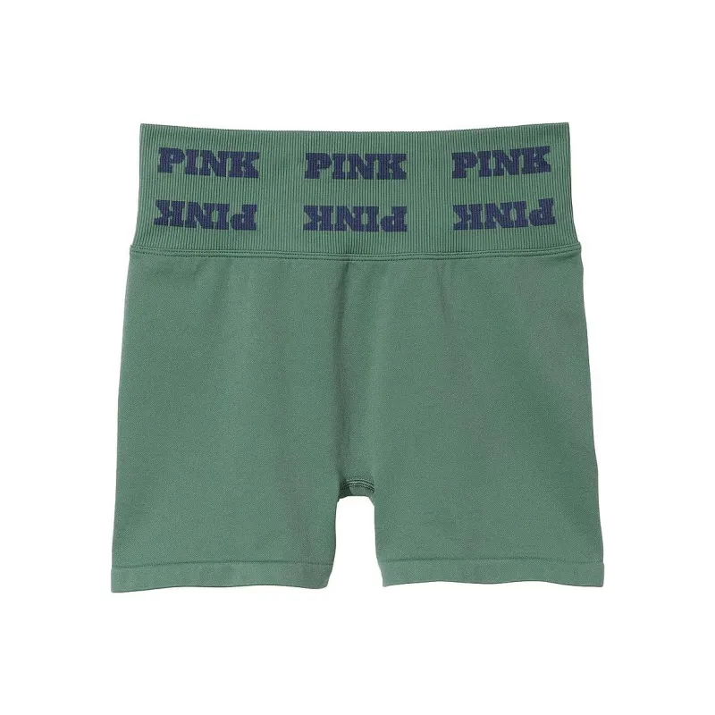 Victoria's Secret PINK SOFT SEAMLESS 3'SHORTS/Fresh Forest Logo Sports Shorts Women's Fresh Forest Logo-0
