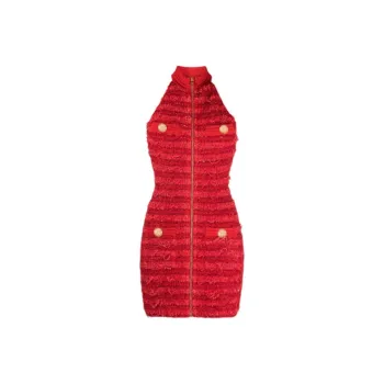 BALMAIN Sleeveless Dresses Women's Red