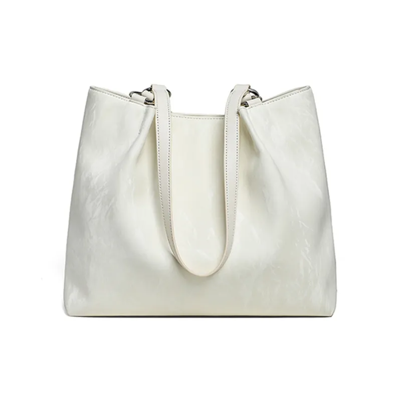 COMELY Cow Leather Tote Bag, Shopping Bag, Handbag, Shoulder Bag, Laptop Bag Regular Women's Ecru-3