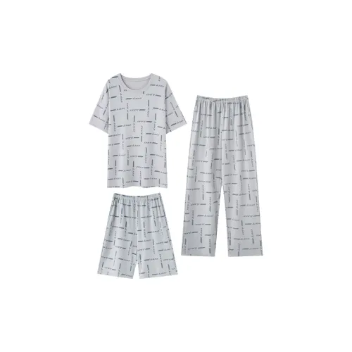 Floating Light Islands Pajama Set Men's Light Gray