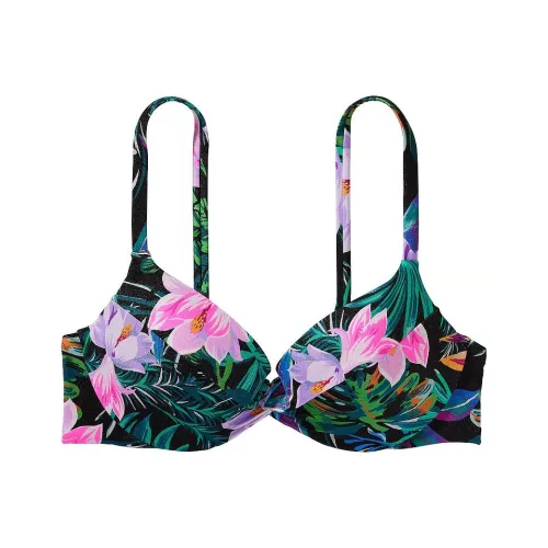 Victoria's Secret PINK Mix & Match Twist Push-Up Bikini Top/Black Tropical Bikini Women's Black