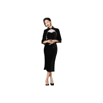 Red Colored Clothes Cheongsam Women's Black