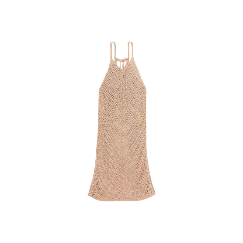 Victoria's Secret PINK Crochet Cover-Up Dress Roasted Sugar Women's Swim Dresses & Skirts-0