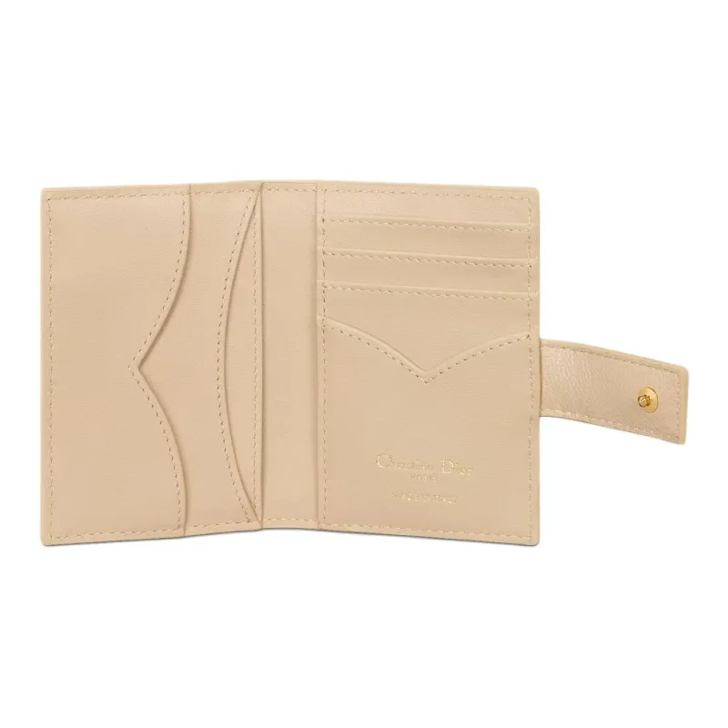 DIOR Caro Calfskin Card Holder Women's Pink Beige-3