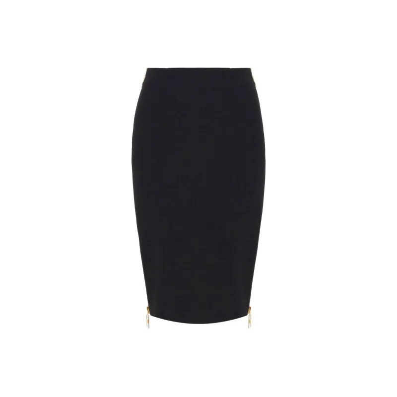 Elisabetta Franchi Zip Detailed Midi Crepe Skirt-0