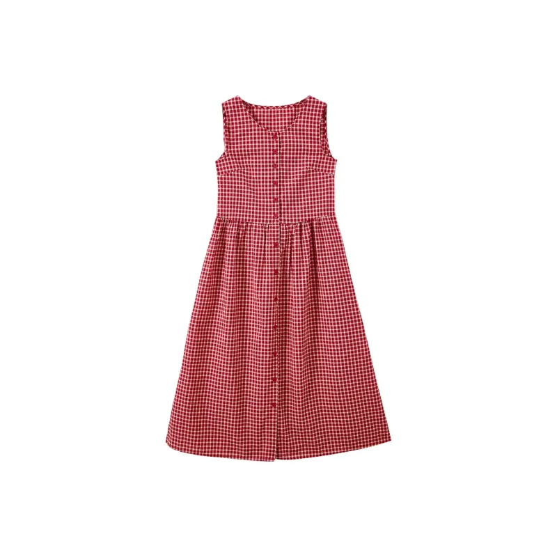 SUSANSAN Slip Dresses Women's Red Plaid-3