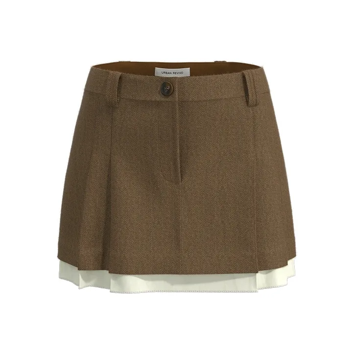 URBAN REVIVO Casual Short Skirts Women's Brown-0