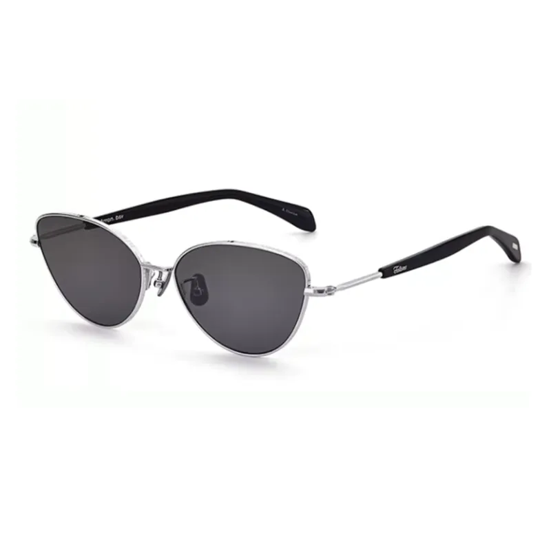 Fakeme Plate Frame Β Titanium Cat Eye Sunglasses Unisex Silver-0