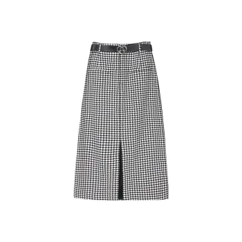 Yu Qianwen Casual Long Skirts Women's Houndstooth
