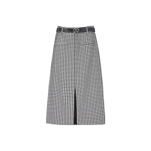 Yu Qianwen Casual Long Skirts Women's Houndstooth