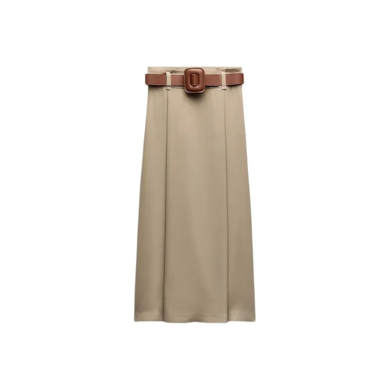 ZARA Casual Long Skirts Women's Tan-0