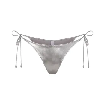 SKIMS METALLIC SWIM SKIMPY TIE BOTTOM Bikini Women's Nickel/Brass