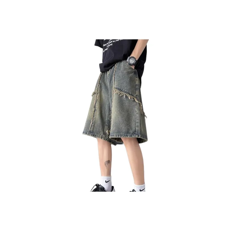 REXSHION Denim Shorts Unisex Vintage Blue-0