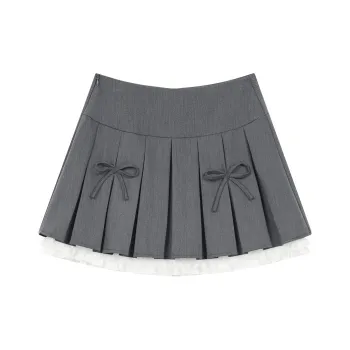 ELF SACK Casual Short Skirts Women's Preppy Gray