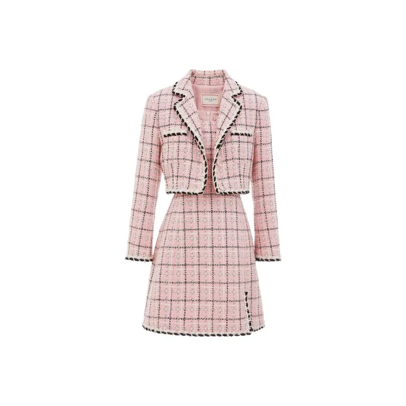 COCOON Two Piece Skirt Sets Women's Set Pink Top+Pink Dress-0