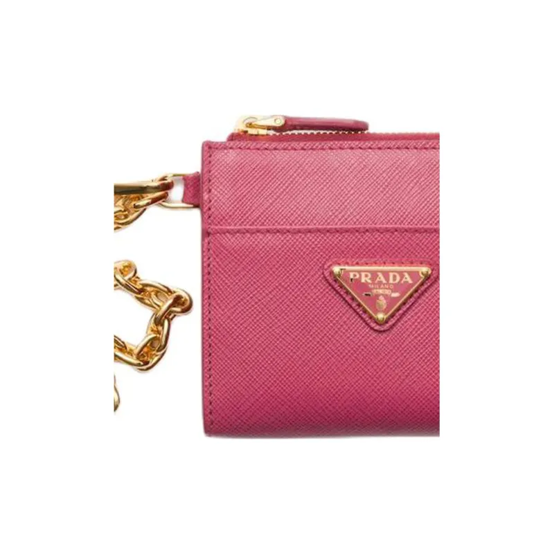 PRADA Saffiano Calfskin Wallet Small Size Women's Pink-4