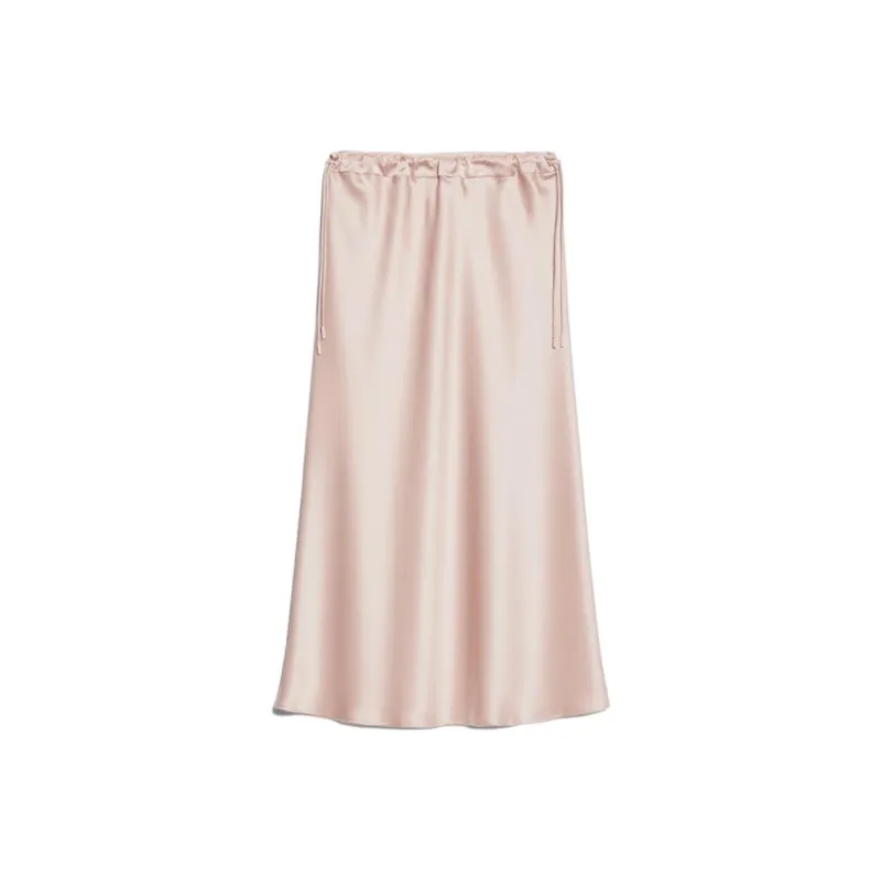 MaxMara Editore Collection Flared Skirt In Matte Satin Casual Long Skirt Women's Pink-0