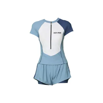 Hao Zhilang Two-Piece Swimsuits Women's Blue With White Lettering