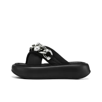 DAPHNE Leather Patchwork Quiet Slide Slippers Women's