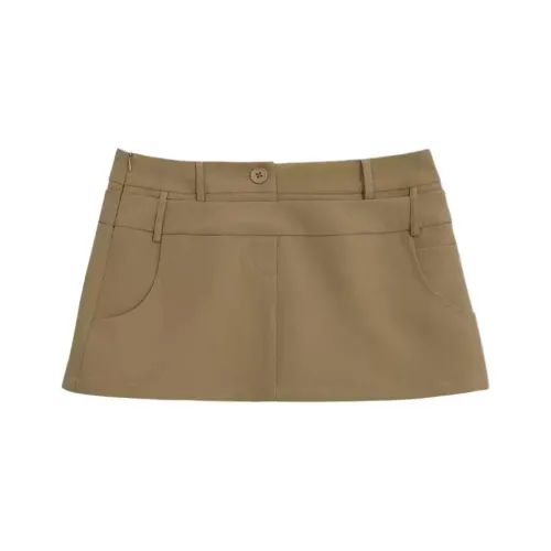 WEEKEND HUB Casual Short Skirts Women's Camel