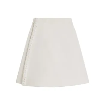 SCANLAN THEODORE FW24 PRE ORDER CREPE KNIT DAISY WRAP MINI Casual Short Skirts Women's White/White