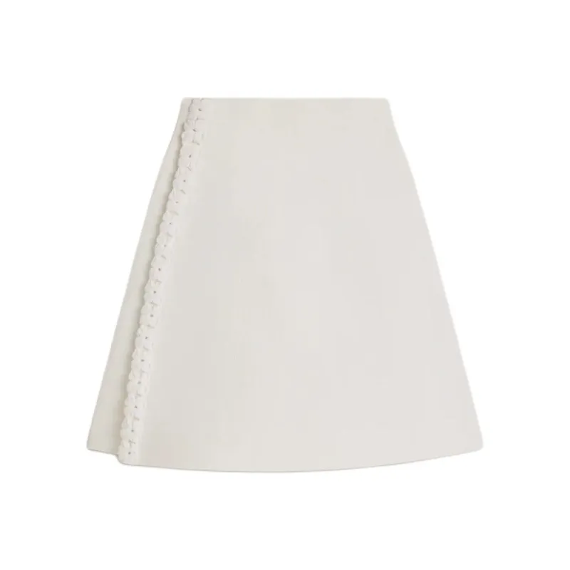 SCANLAN THEODORE FW24 PRE ORDER CREPE KNIT DAISY WRAP MINI Casual Short Skirts Women's White/White-0