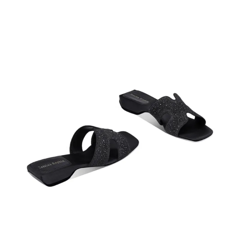 JESSICA SOPHIA Rubber Sole Sequins Odor Resistant Slide Slippers Women's-6
