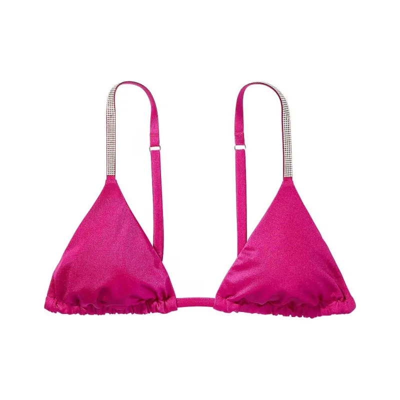 Victoria's Secret Shine Strap Triangle Bikini Top / Berry Blush Bikini Women's Berry Red-0