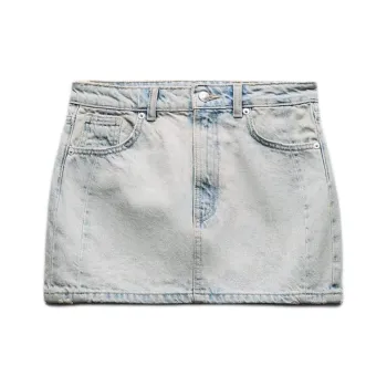 ZARA Denim Short Skirts Women's Light Blue